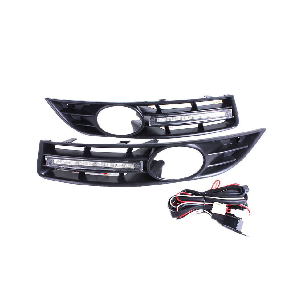 Front Bumper Fog Lamps Grill Grilles + Drl Led For B6 2007-2011 Waterproof Light 4854152621042