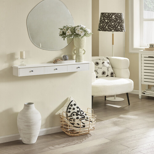 SoBuy Floating Shelf with 3 Drawers White 1