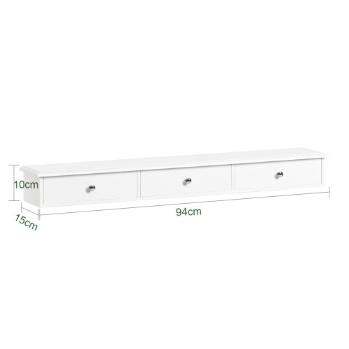 SoBuy Floating Shelf with 3 Drawers White 2