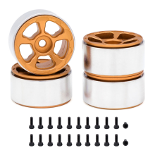 4PCS 1.0in Metal Wheel Rims for 1/24 1/18 RC Crawler Car Axial SCX24 AX24 FCX24 Enduro24 TRX4M,Narrow 5-Spokes Orange