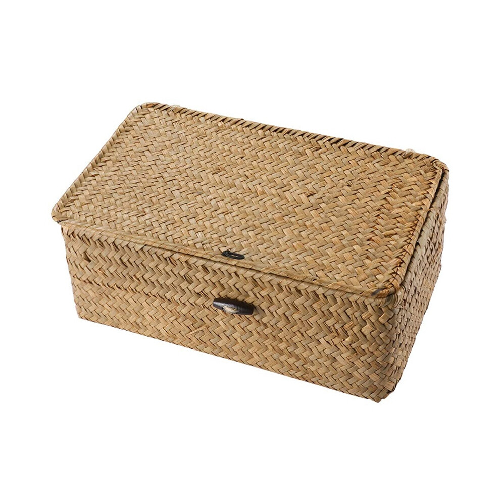 Rattan Storage Basket,Straw Seaweed Basket, Hand-Woven Basket Multipurpose Container With Lid (10Cm) Saudism