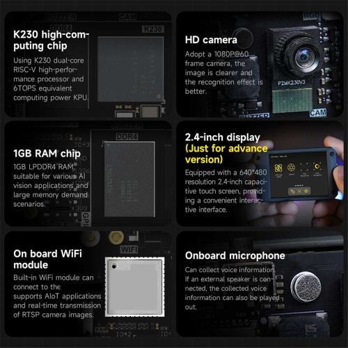 K230 Al Visual Recognition Module with 2.4-Inch HD Touch Screen Large Memory MicroPython for Robot Kit 2