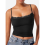 Women'S Lace Camisole Square Neck Sleeveless Spaghetti Strap Basic Tank Top Black L 4