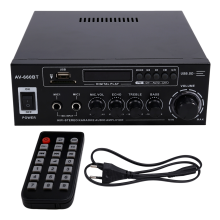 AV-660BT Bluetooth Sound Amplifier - Power Support Bluetooth, FM Radio, USB, SD Card & Dual Mic Inputs EU PLUG
