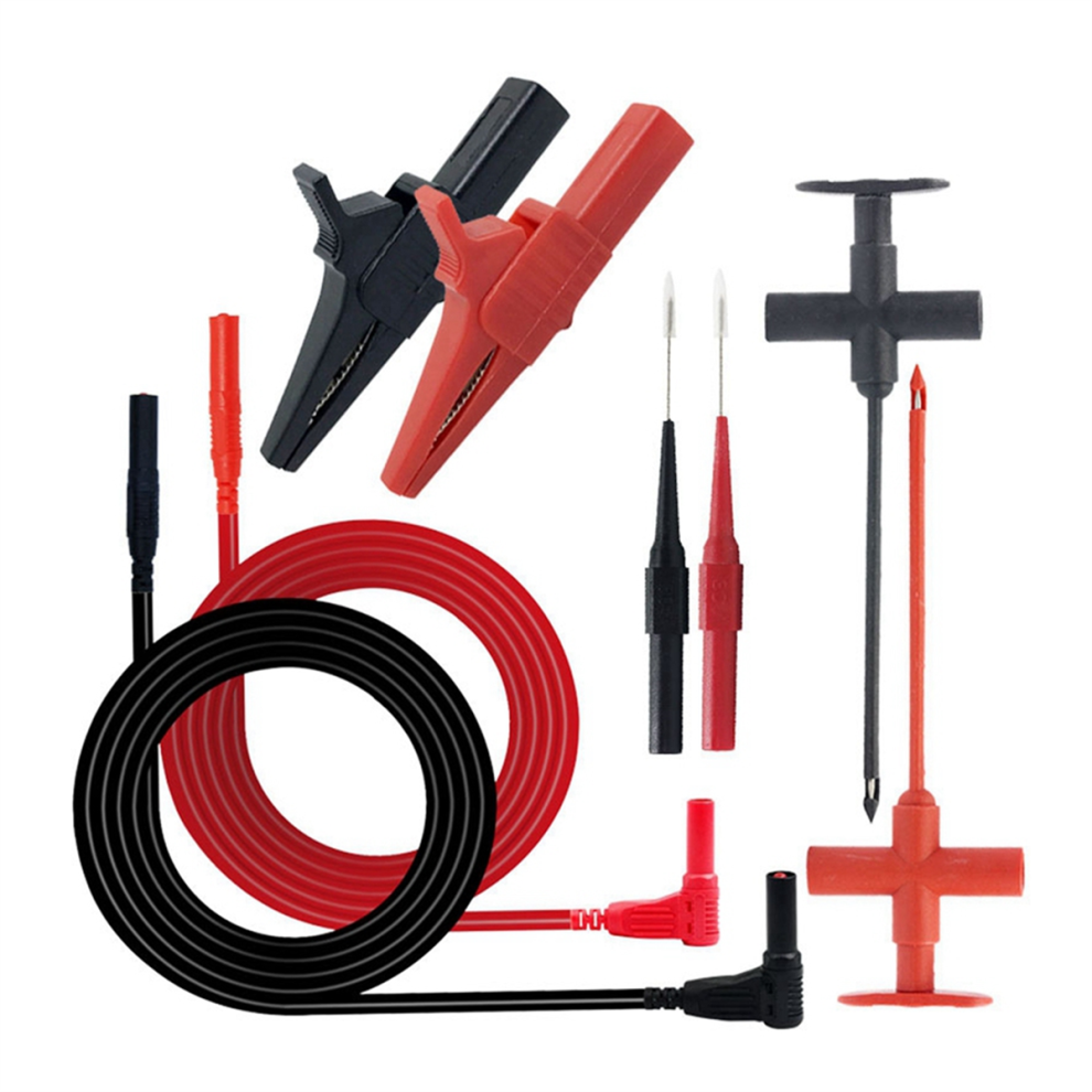 Multimeter Test Leads Kit With Alligator Clips, Puncture Probe, Wire-Piercing Hooks Professional Electrical Testing 4852689495662