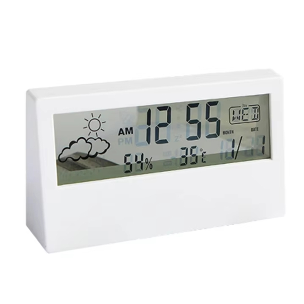 Led Thermometer -Hygrometer Multifunction Electronic Temperature Humidity Meter Weather Station With Alarm Clock 4852689493361