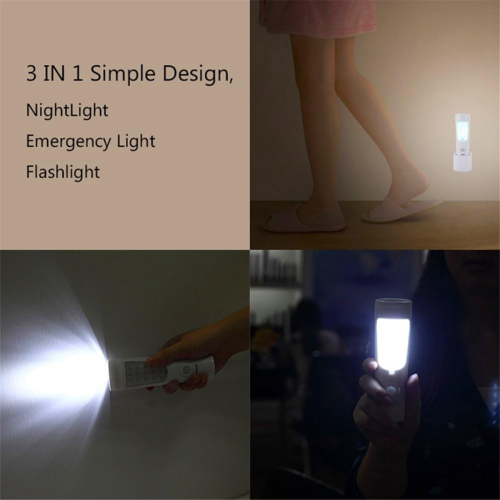 4 in 1 Motion Sensor Wall Light, Power Off LED Night Light Flashlight, Rechargeable Emergency Flashlight EU Plug 2