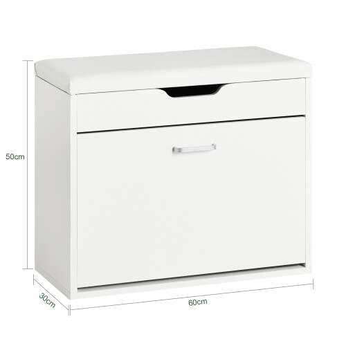 SoBuy Folding Shoe Bench with Seat, White 2