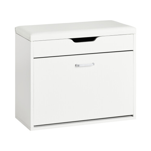 SoBuy Folding Shoe Bench with Seat, White