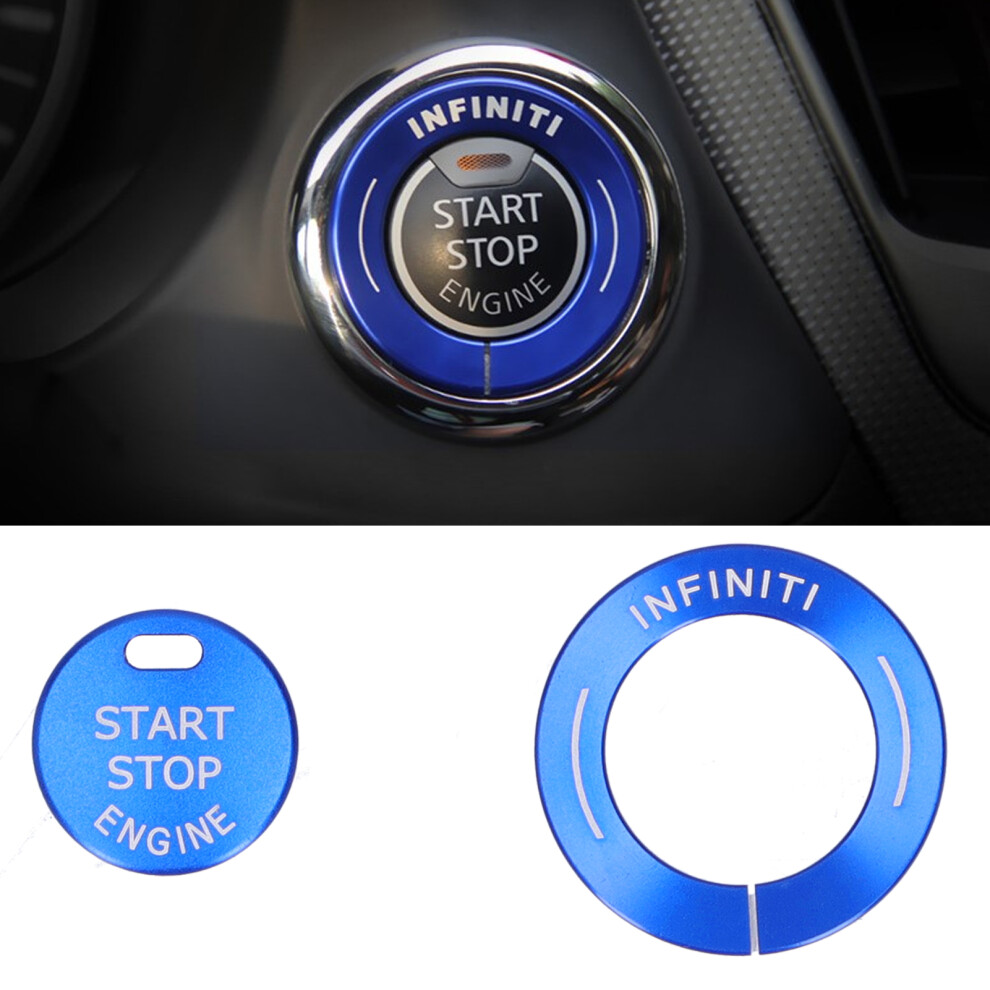Durable Start Stop Button Trim Cover For Infiniti Q50 Q50l Qx60 - 2Pcs Blue 4301333472417