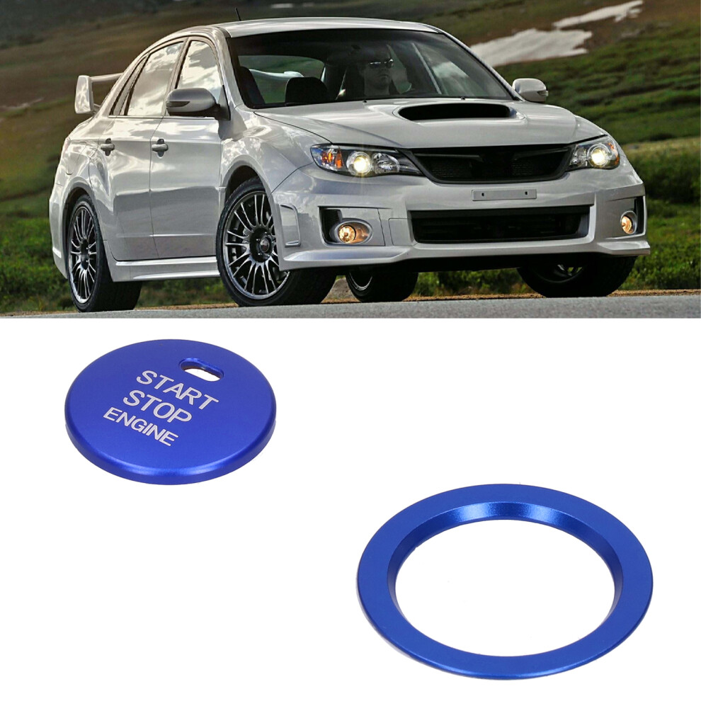 Car Interior Decoration 2Pcs Aluminum Alloy Engine Start/Stop Button Cover Blue 9351333472387