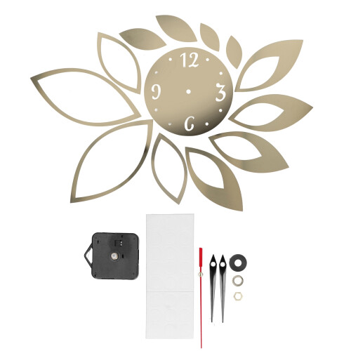 DIY Modern Gold Mirror Wall Clock Stickers, 15x15cm Home Decor 1