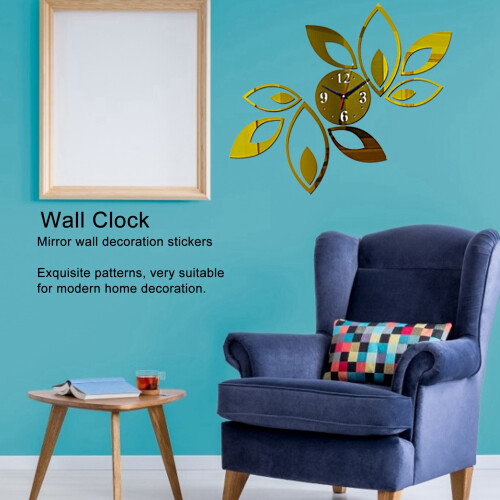 DIY Modern Gold Mirror Wall Clock Stickers, 15x15cm Home Decor 2