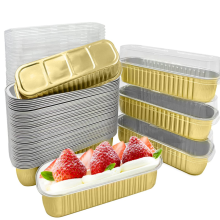 50PCS Disposable Aluminum Baking Cups Mini Loaf Pans Rectangle Muffin Tins Narrow Cake for Party