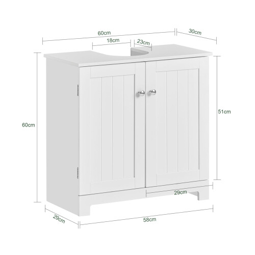 SoBuy Ντουλάπι μπάνιου Λευκό 60x60x29cm MDF 2