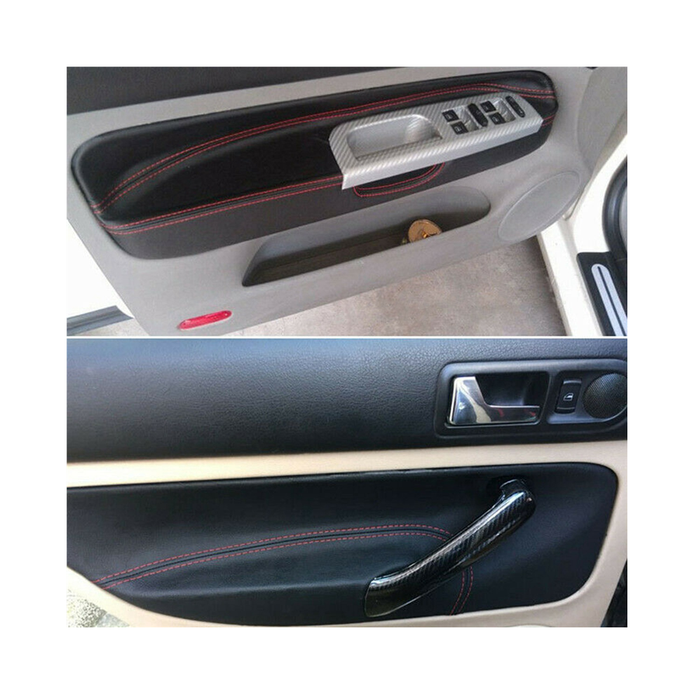 Lhd Door Panel Cover For - Golf 4 Mk4 1998 2005 Car Armrest Sticker Trim With Black/Red 4852689452283