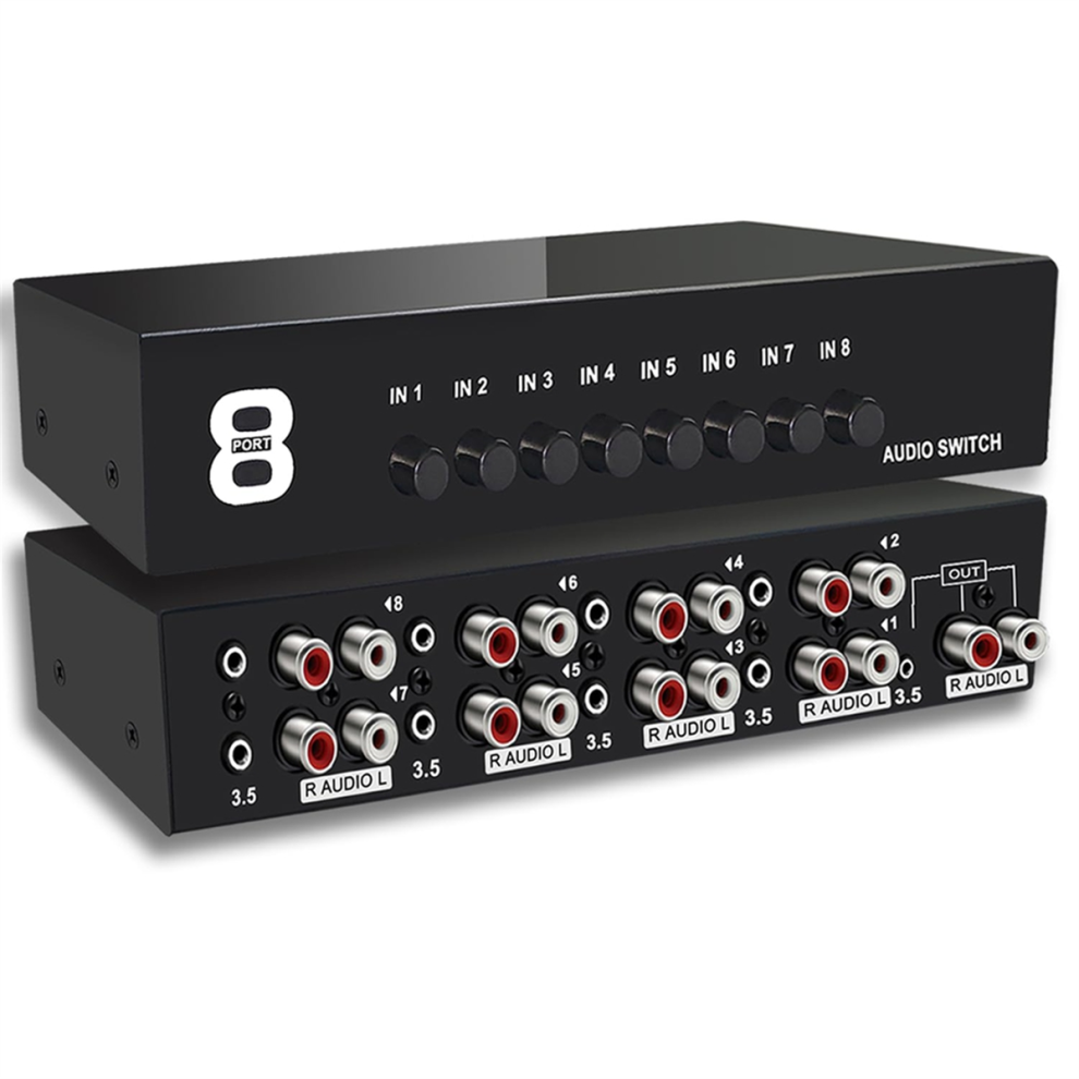 3.5Mm Aux + L/R Bi-Directional Stereo Audio Switch 8 In-1 Out A/B Analog Switcher Selector 4852689465863