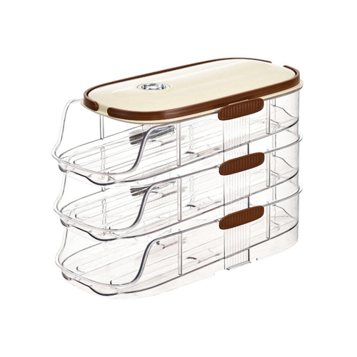 Double-Row Egg Storage Box Kitchen Refrigerator Side Door Transparent Rolling Rack,B