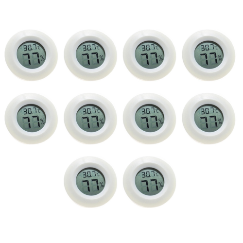 Mini LCD Digital Thermometer Hygrometer Round Temperature and Humidity Tester Sensor Probe for Freezer 10 Pcs 1