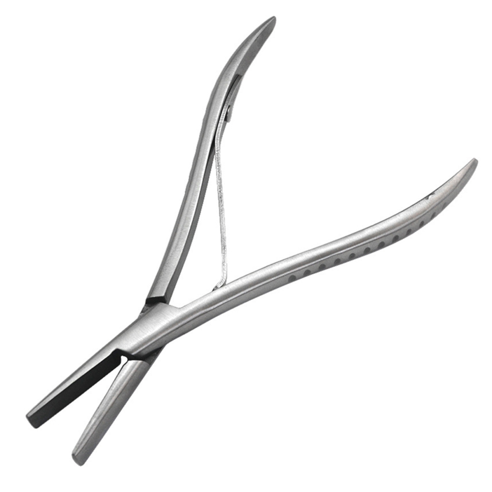Saudism Unisex Silver 7 Inch Flat Teeth Stainless Steel Clamp Hair Extension Plier With Smooth Grooves Keratin Extensions Tools