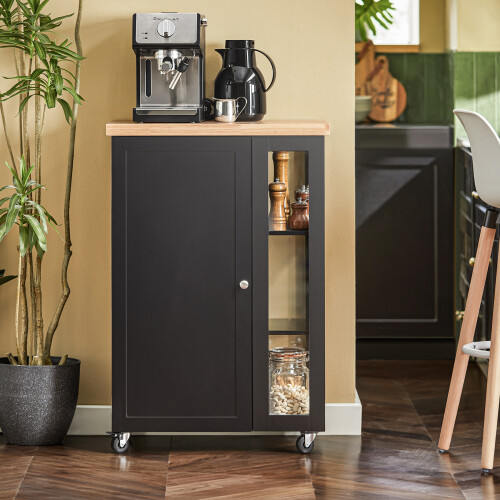 SoBuy Compact Kitchen Trolley with Storage, Black 1