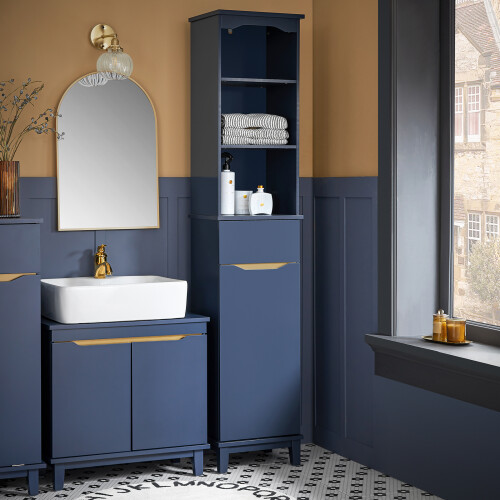 SoBuy Ψηλό Ντουλάπι Μπάνιου BZR112-B Μπλε 35x30x170 cm 1