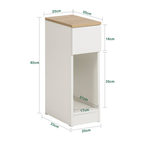 SoBuy Nachttisch Set 2-tlg, schmal mit Schublade 2