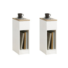 SoBuy Set of 2 White Bedside Tables with Drawer