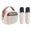 Kids Karaoke Machine, Portable Bluetooth Speaker with 2 Wireless Microphones Beige-White 6