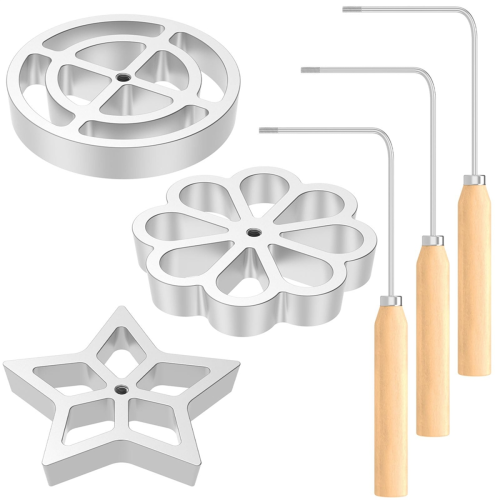 Bunuelos Mold with Handle, Metal Cookie Maker Mold, Detachable Rosette Iron Set,for Baking Cooking 1