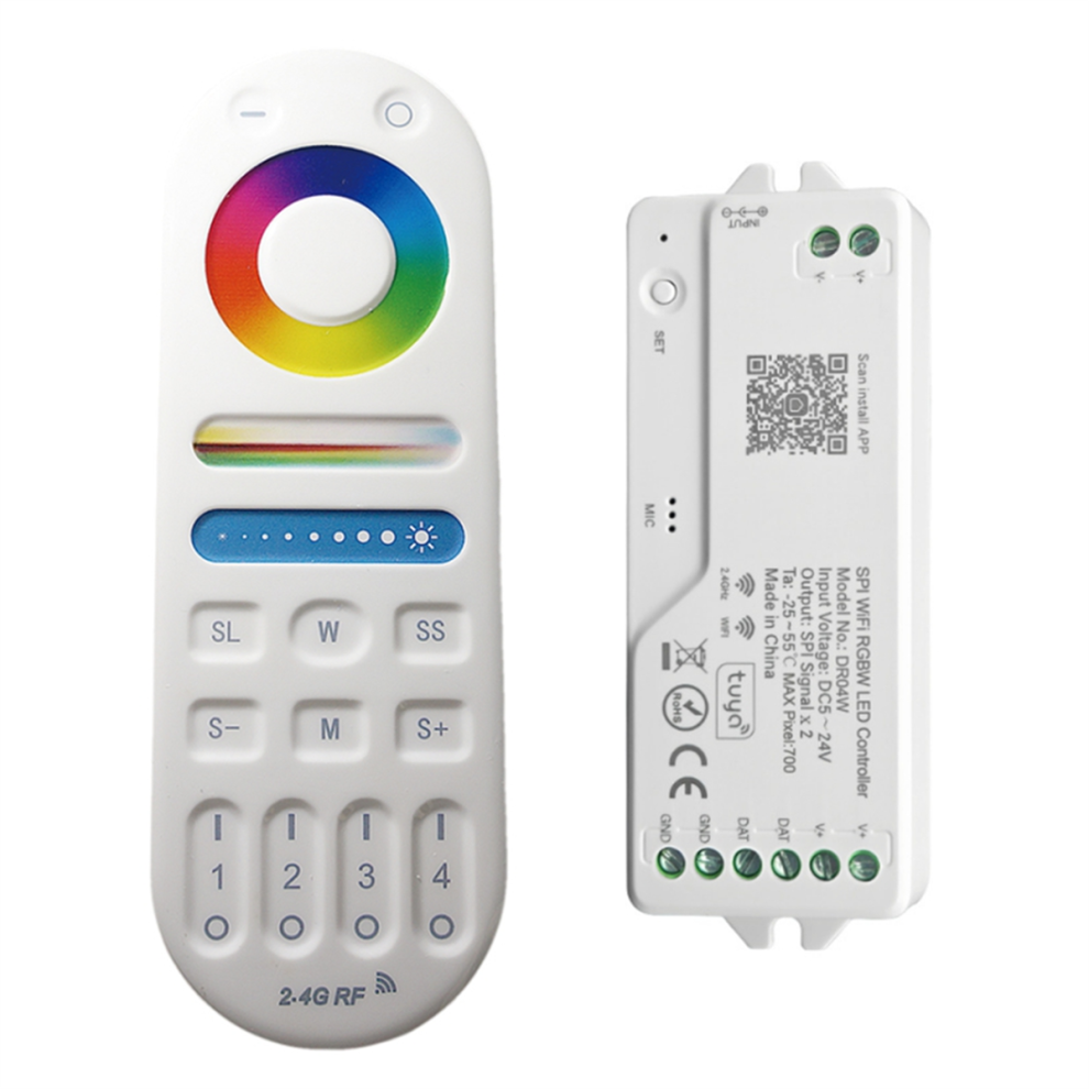 DR04W TUYA SPI WIFI RGBW LED Controller Dimmer Work with Home WiFi Wireless Control for RGB Strip-image-OPC-PJCB8TB-NEW