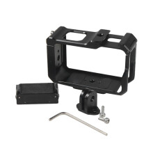 For Action 5Pro 4 3 Camera Cage Rig Protective Case with Cold Shoe, Magnetic Baseplate Bezel Expansion