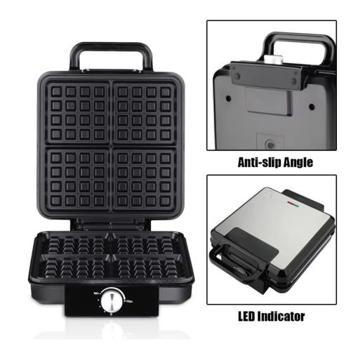4- WaffleMaker 1500W Double Heating Non-Stick Egg Cake Oven Pancake Waffle Machine Temperature Control(EU) 2
