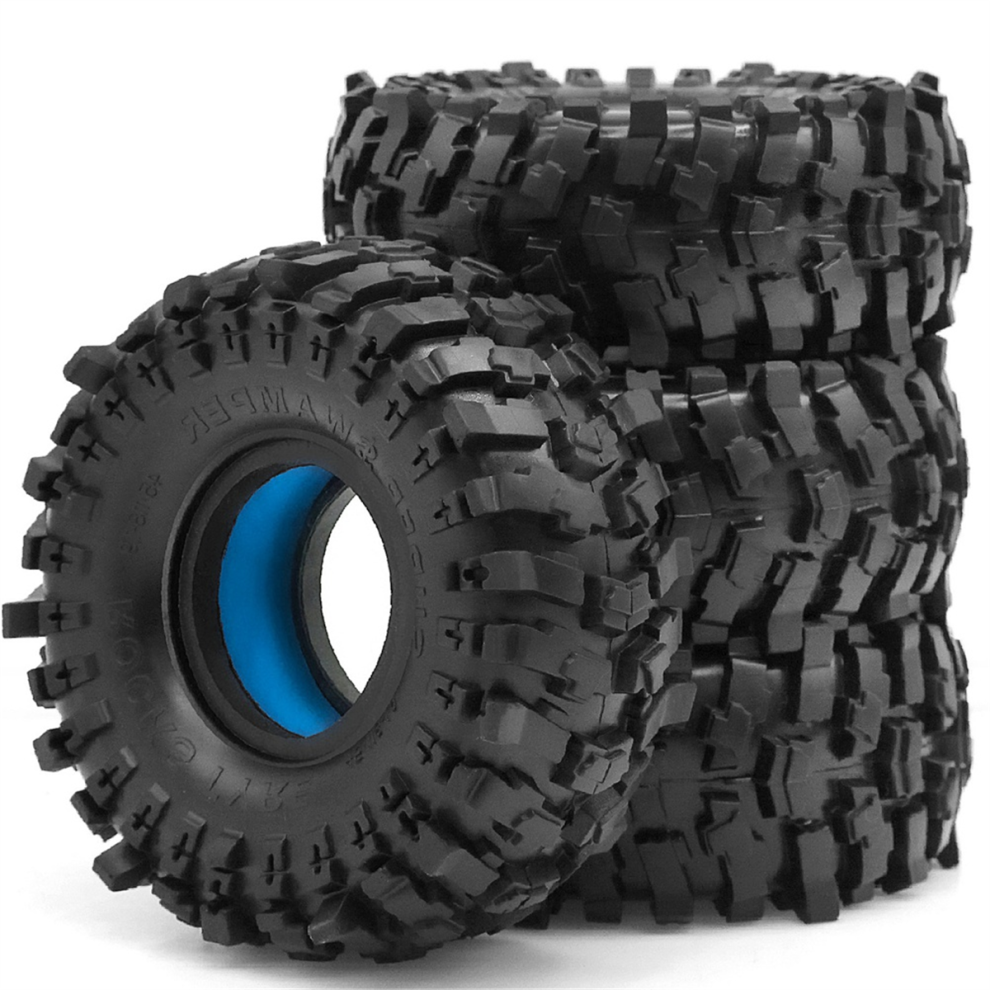 Saudism 4Pcs 118Mm Wheel Tires With Eva Dual Stage Foam Insert For 1/10 Rc Crawler Truck Tyre Axial Scx10 Wraith Blue