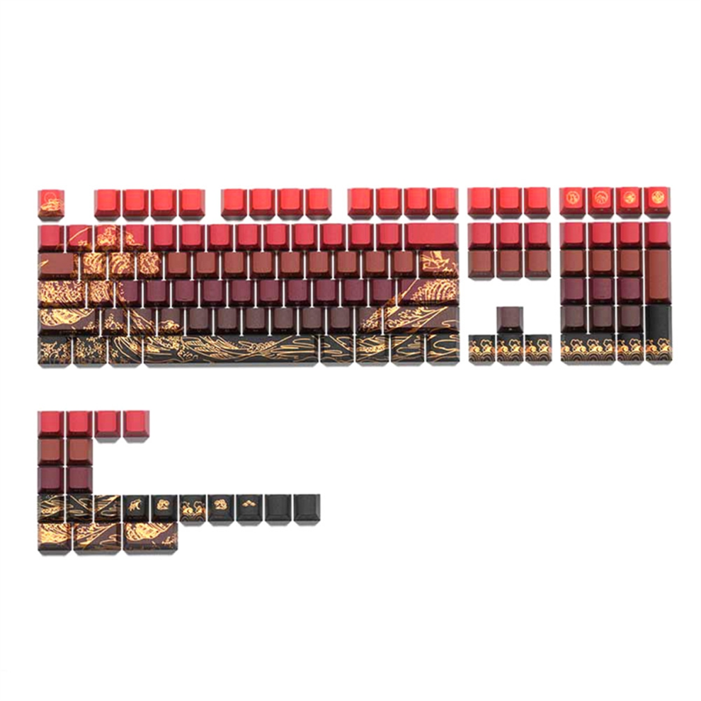 Photos - Keyboard E Gradient Keycap PBT Personalized Side Carving Semi Transparent for 60/84/98/108 Mechanical  Red