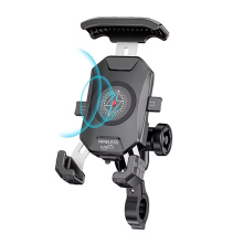 Aluminium Motorcycle Phone Holder Anti-Theft Metal Bike CellPhone Mount with 15W Wireless & USB C 20W Fast Charge