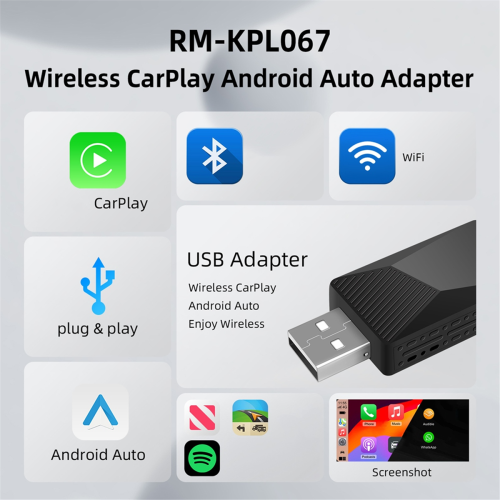 Wireless Carplay&Android Auto Box 2in1 Wired to Dongle Plug&Play Mini AI CarPlay Android AUTO Adapter 1