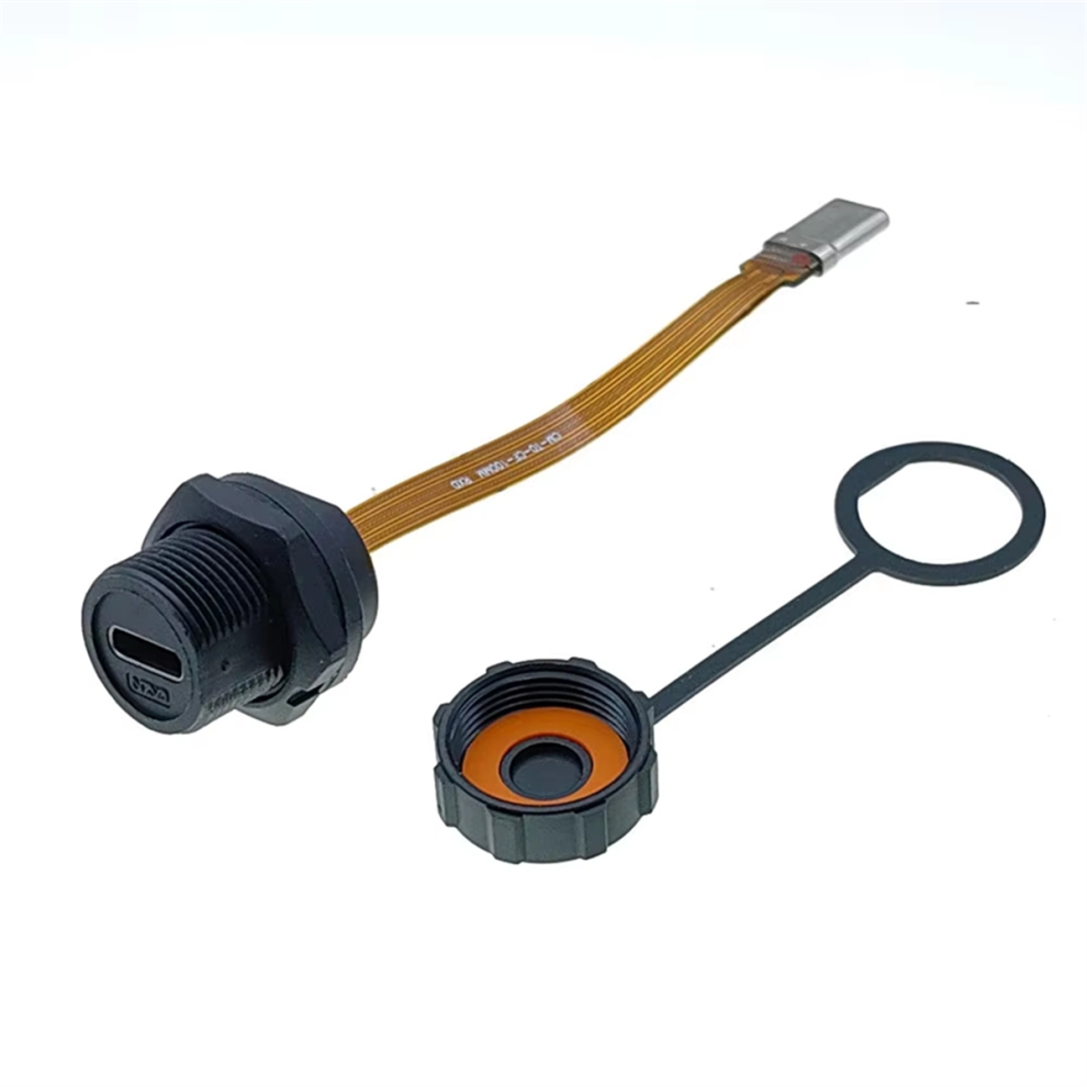 Photos - Cable (video, audio, USB) Waterproof IP67 IP68 Type C Female to Male PFC Flat Cable 3.1 Threaded Type-C