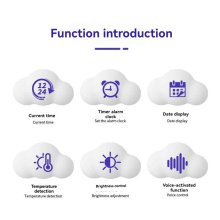 Alarm Clock Cloud Bedside Snooze Small Student Calendar Luminous LED Voice Digital USB Home B