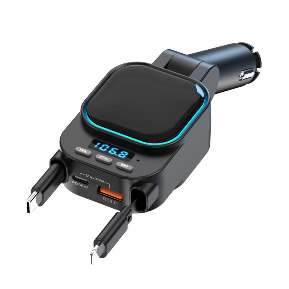 Retractable Car Charger 96W With Bluetooth Adapter, 4 In 1 Fast Charging, Radio 5.3 Fm Transmitter For 4851371785685