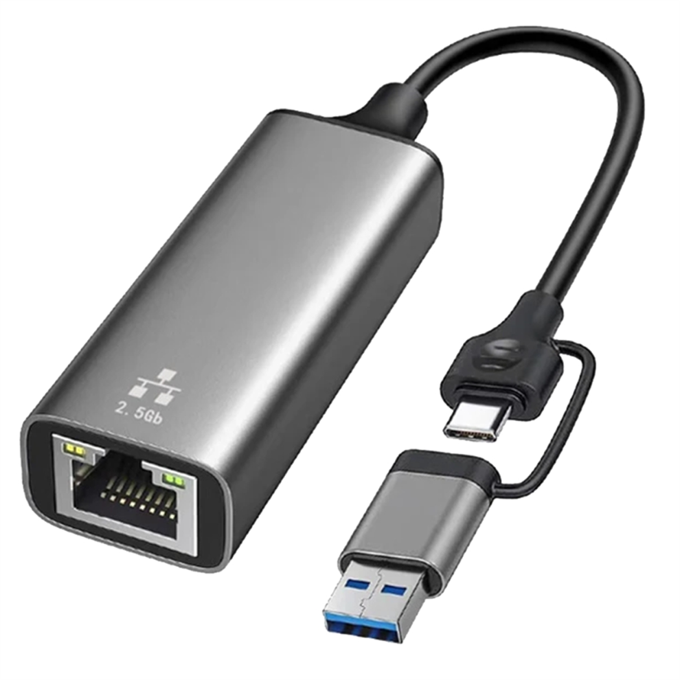 Photos - Card Reader / USB Hub Usb/Type-C Dual-Head 2-in-1 2.5g Network Card Converter Rj45 Adapter Gigabit Driver-Free
