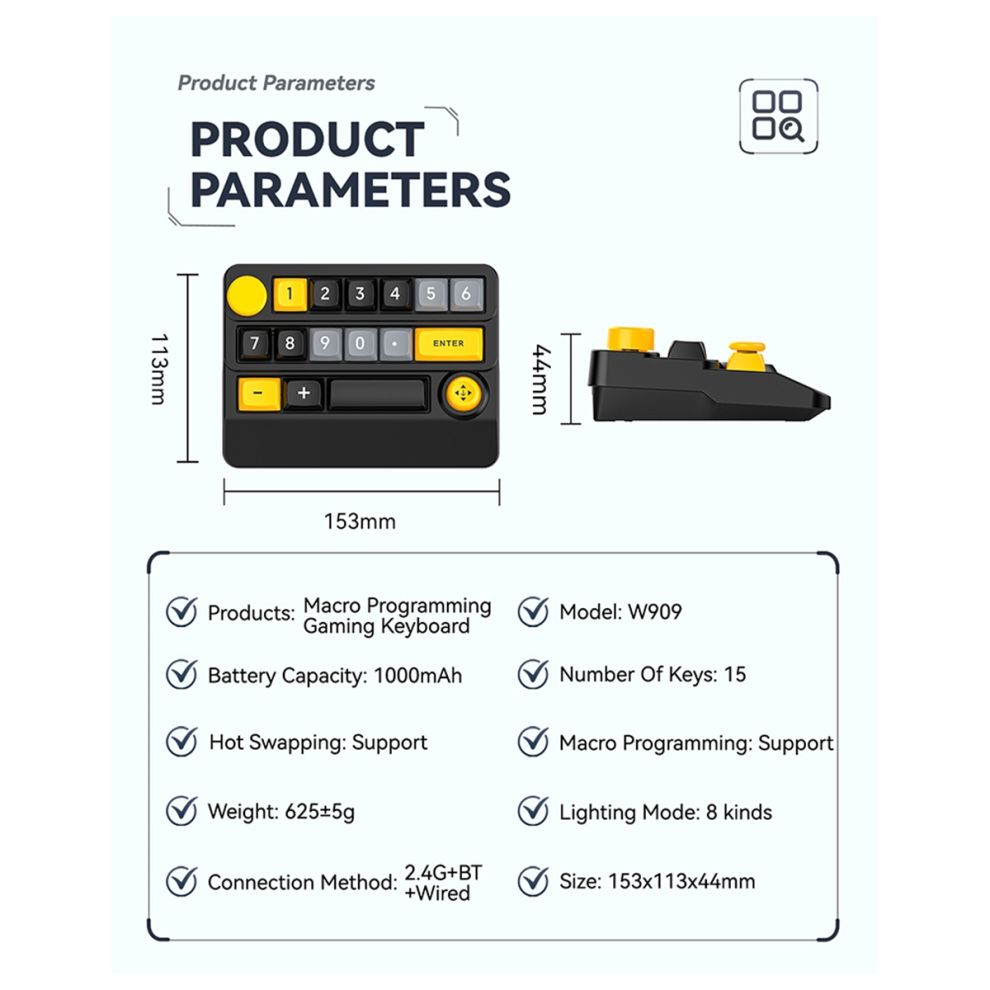 W909 Wireless Macro-Defined Mechanical Keyboard 3Mode Joystick Rgb Hot-Swappable Gaming A 4851371784107