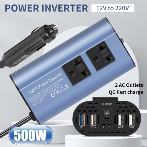 Car Inverter Converter 500W Modified Wave Portable Multi-USB Interface DC 12V to AC 220V 50HZ 2