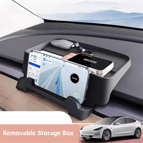 Dashboard Storage Box for Model Y Silicone Glasses and Key Tray Center Console Organizer Bracket Black 2
