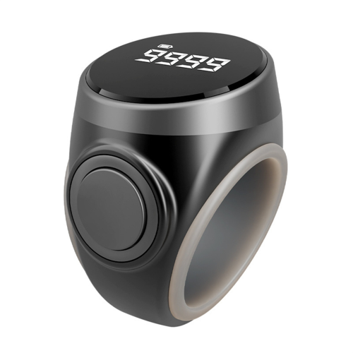 Smart Tally Counter Digital Electronic Finger Ring Muslims Prayer Time Reminder Black 1
