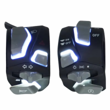 7/8in 22mm Universal Motorcycle Handlebar Switch Headlight Warning Turn Flash Light Signal Horn Start Button with LED C