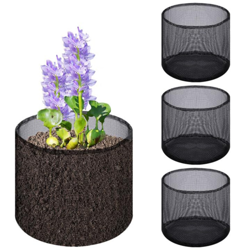 4 Pcs X Aquatic Planting Bags - Reusable Mesh Water Garden Pond Plant Pot Breathable Square Lily Pots for Swamp B