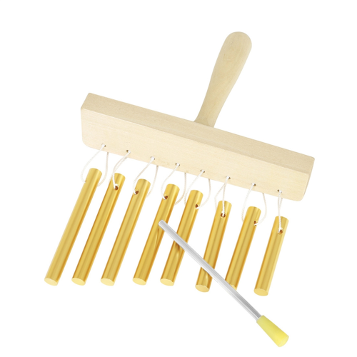 Handheld 8 Note Chime with Mallet for Ornament Professional Stage Wind Chimes Musical Percussion Instruments Gold 1