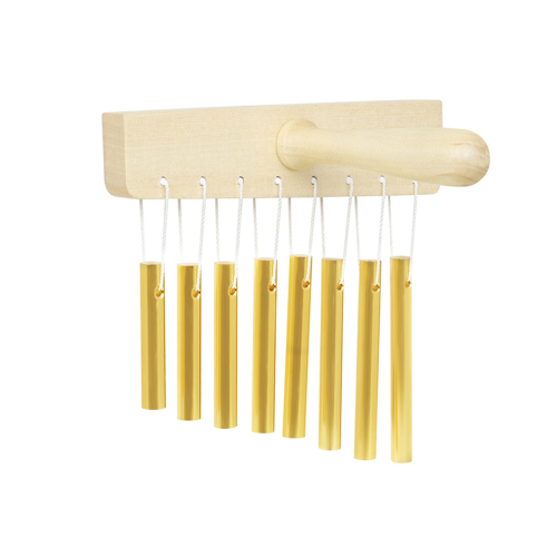 Handheld 8 Note Chime with Mallet for Ornament Professional Stage Wind Chimes Musical Percussion Instruments Gold 2
