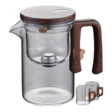 Water Separation Inner Container Teapot One Click Magnetic Switch Tea Filtration GlassTea Pot Wood Handle